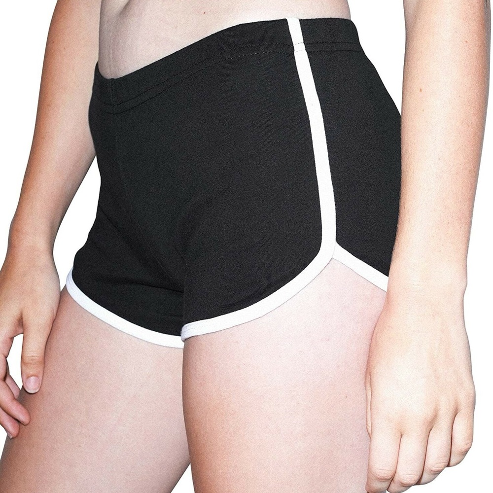 Black and white Los Angeles apparel running shorts